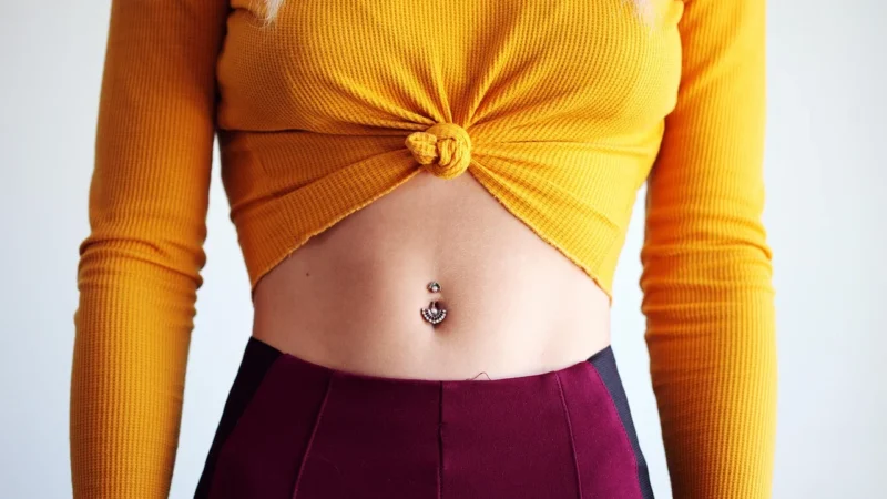Reserved – Bawełniany crop top – Żółty